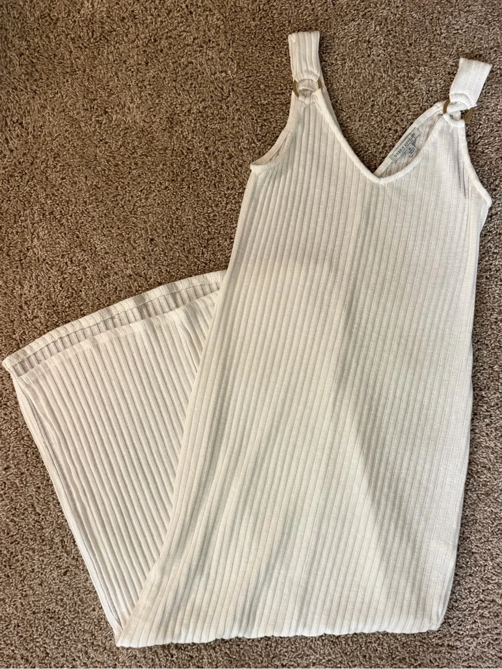 Green Envelope Ribbed V-Neck Sleep Maxi — Cream